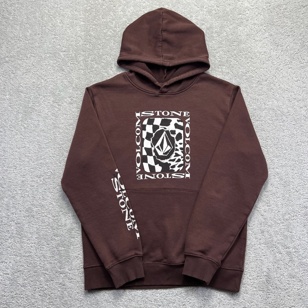 Volcom Jacket Men's Medium Stone Brown Graphic Pullover Hoodie Skater Streetwear